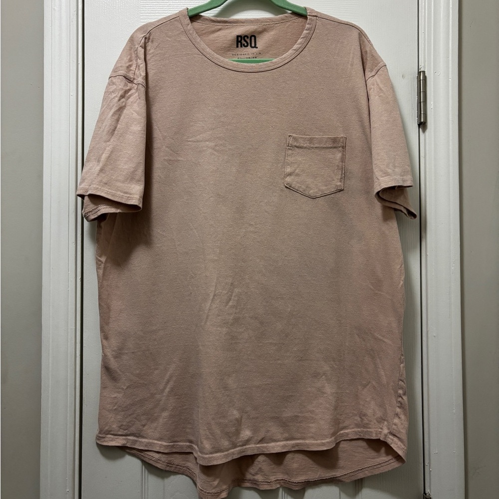 RSQ Men's Washed Tan Short Sleeve Pocket Tee